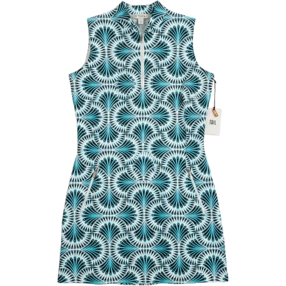 Tail Activewear Golf Dress Penny Cielo Blue Geometric Print UPF 50 Womens S NWT